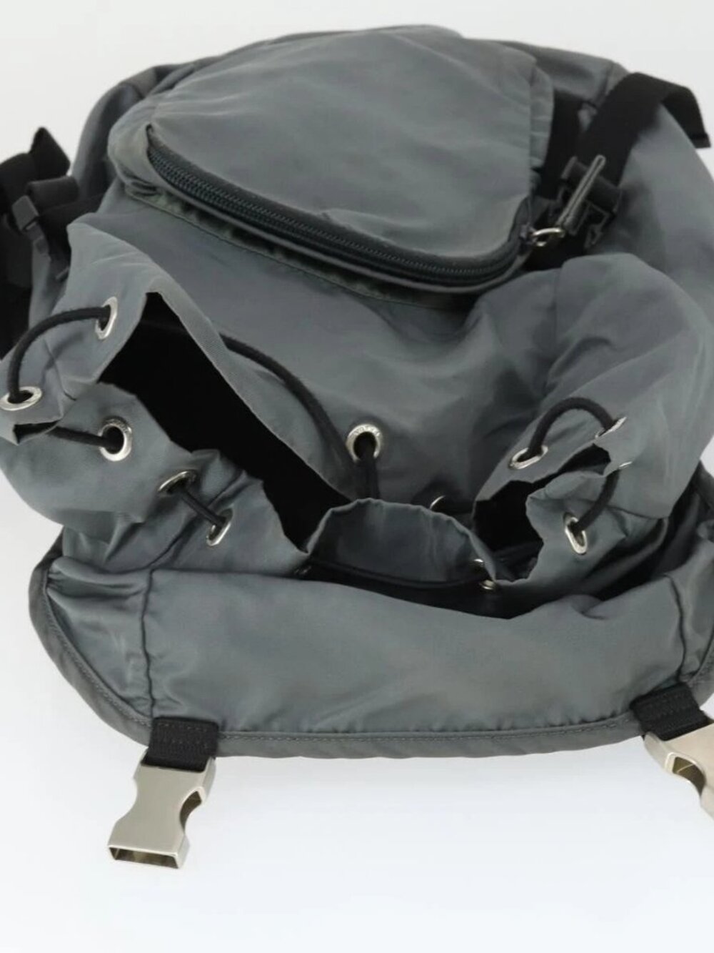 PRADA Backpack Nylon Gray Silver Auth BA10134 - Picture 10 of 15